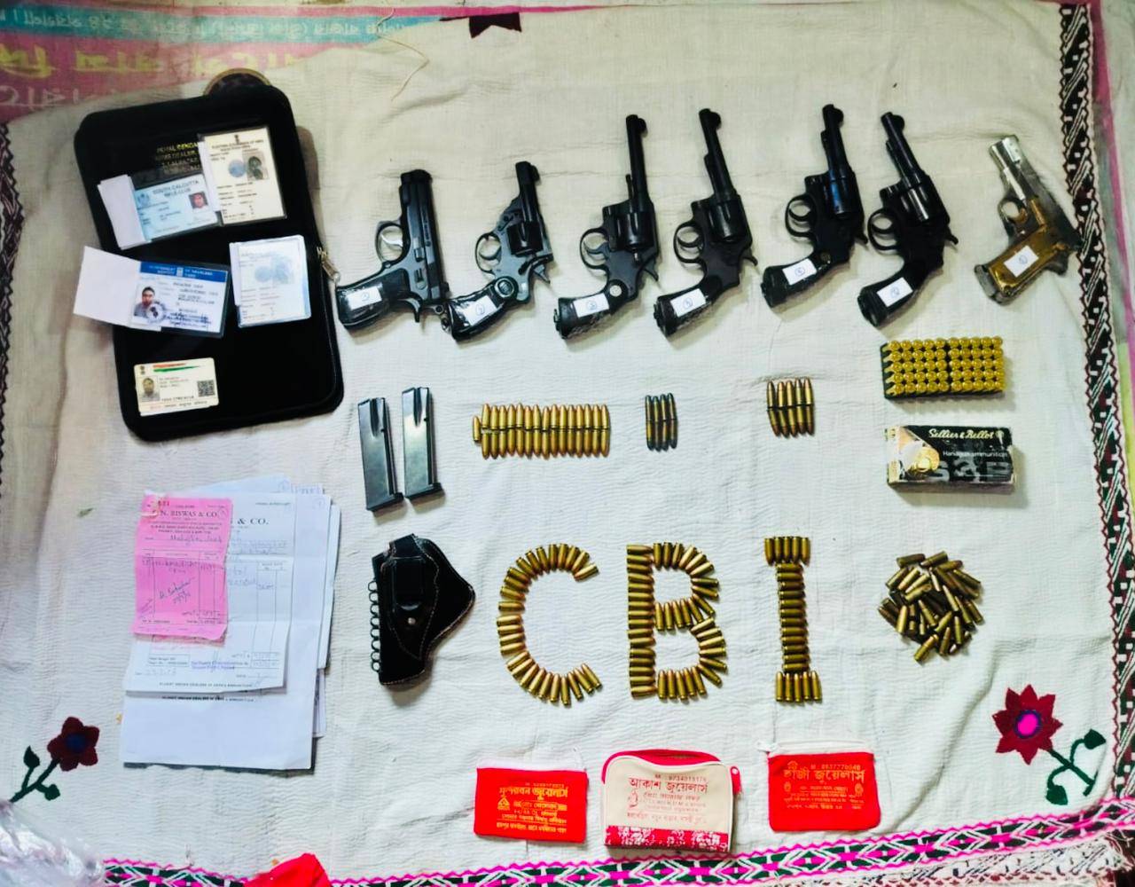 CBI RECOVERS LARGE NUMBER OF ARMS AND AMMUNITIONS DURING SEARCHES AT SANDESHKHALI IN A CASE RELATED TO VIOLENCE AGAINST ED OFFICIALS