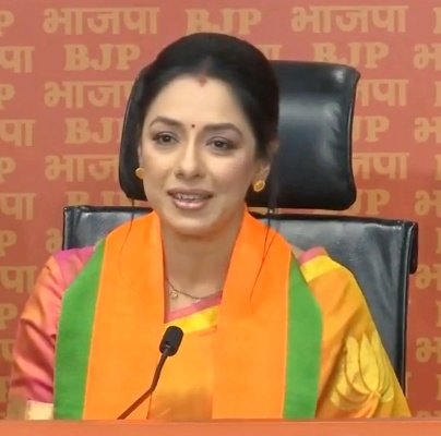 Actress Rupali Ganguly joins BJP at the party headquarters in Delhi. 