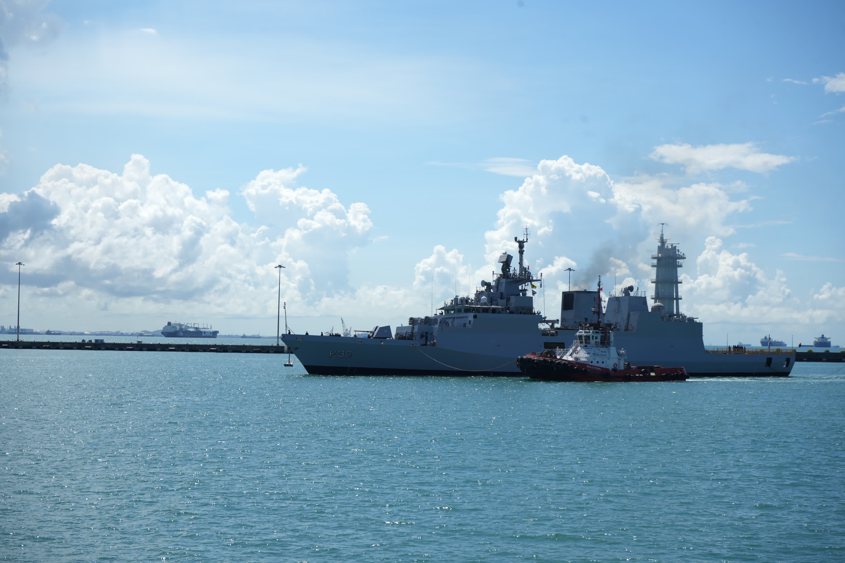 INDIAN NAVAL SHIPS DELHI, SHAKTI, AND KILTAN ARRIVED AT SINGAPORE, AS A PART OF EASTERN FLEET DEPLOYMENT TO SOUTH CHINA SEA