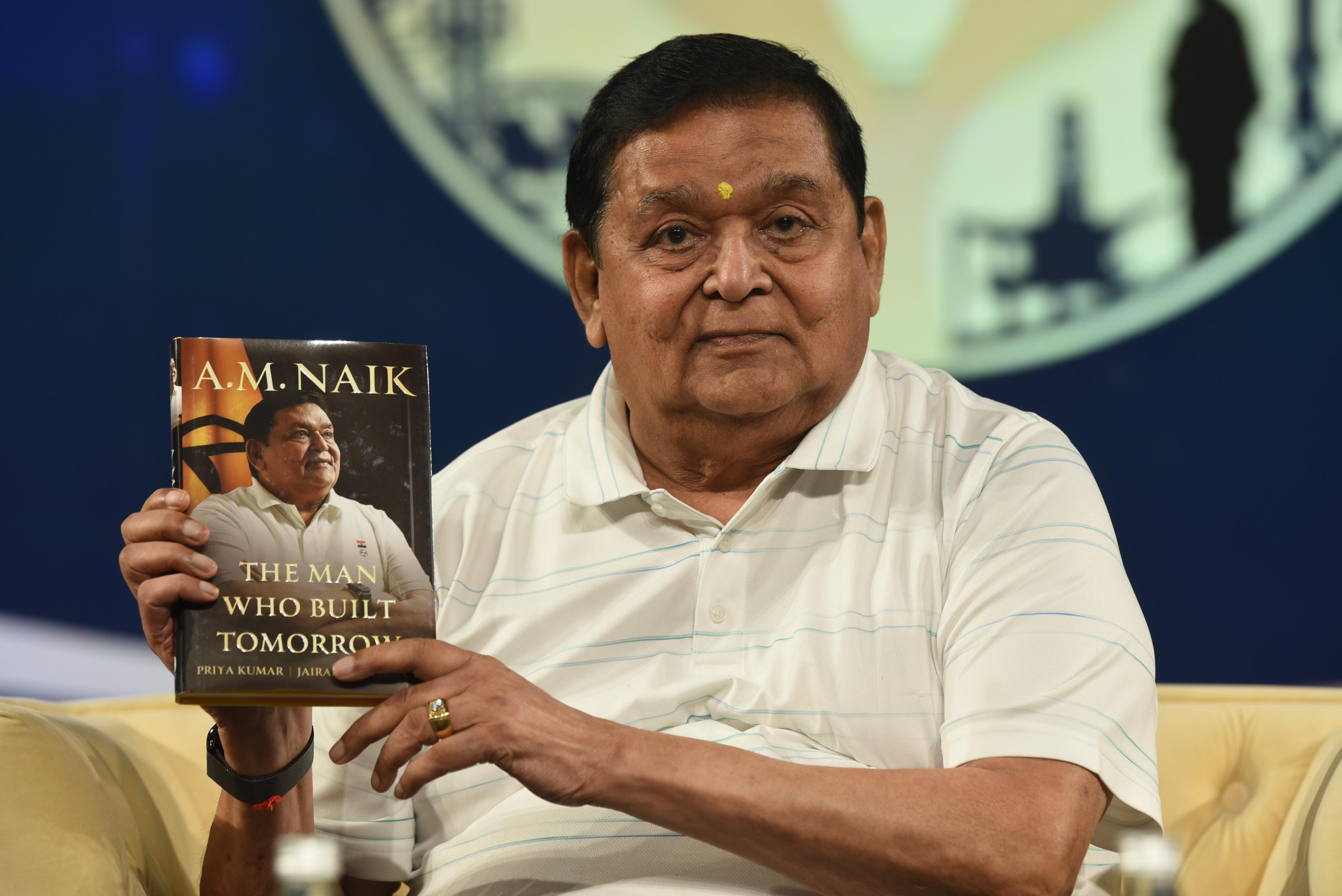 Mr A M Naik, Chairman Emeritus, L&T unveils his book, The Man Who Built Tomorrow